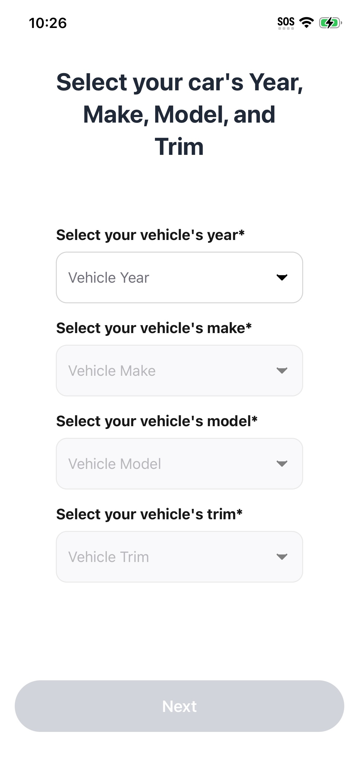 Select your vehicle